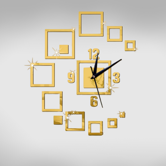 Luxe Gold Acrylic Wall Clock Frame Set