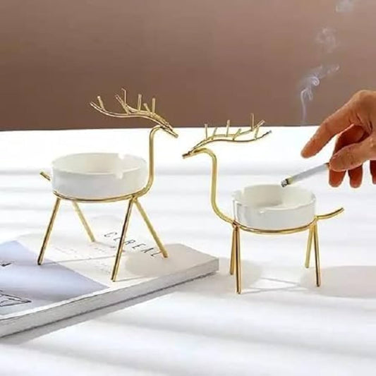 Elegant Deer-Themed Ceramic Ashtray