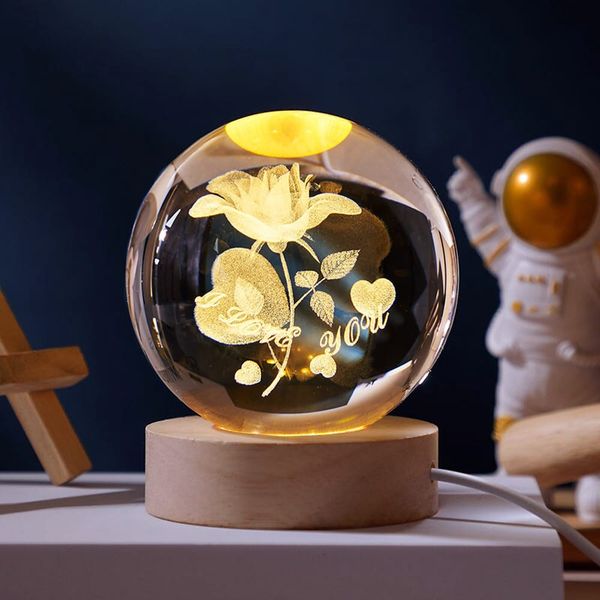 3D Galaxy Crystal Ball with LED Light Base