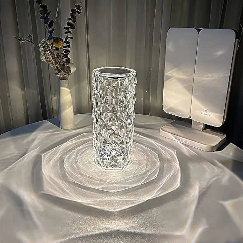 16 Colors Rose Rays Crystal Touch Lamp | USB Rechargeable