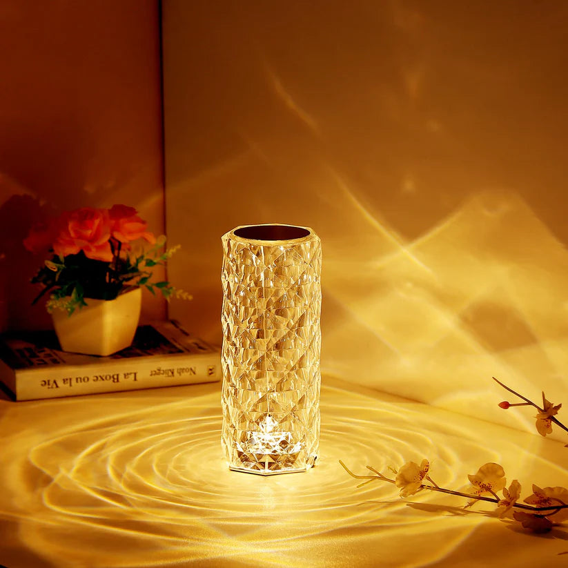 16 Colors Rose Rays Crystal Touch Lamp | USB Rechargeable