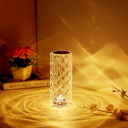 16 Colors Rose Rays Crystal Touch Lamp | USB Rechargeable