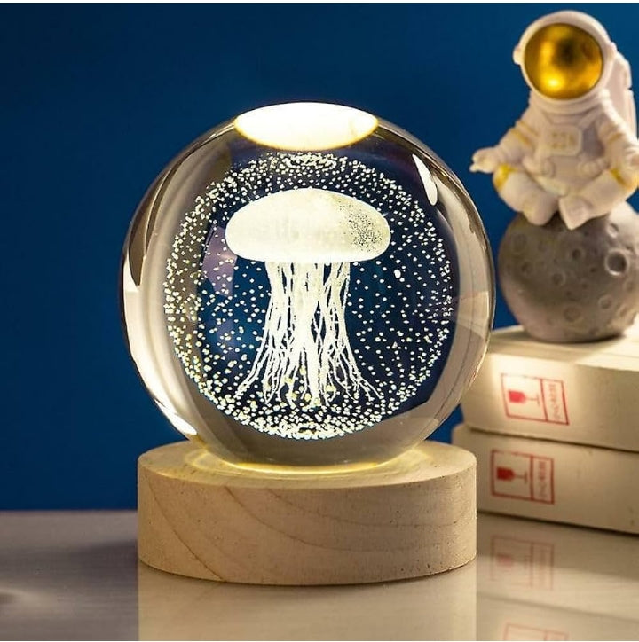 3D Galaxy Crystal Ball with LED Light Base