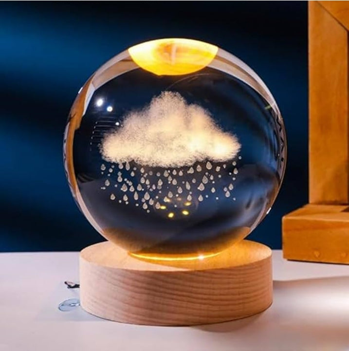 3D Galaxy Crystal Ball with LED Light Base