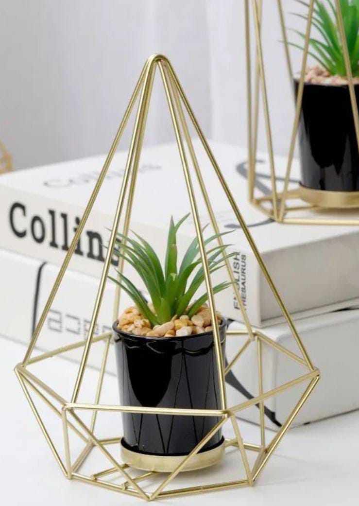 Diamond Shape Metal Vase