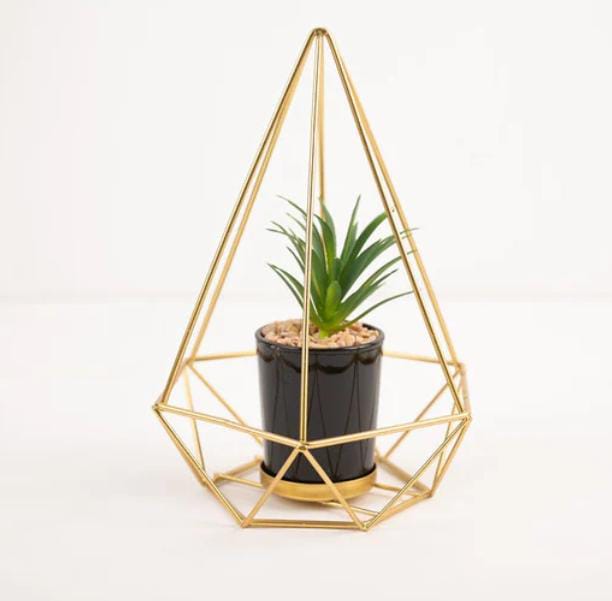 Diamond Shape Metal Vase