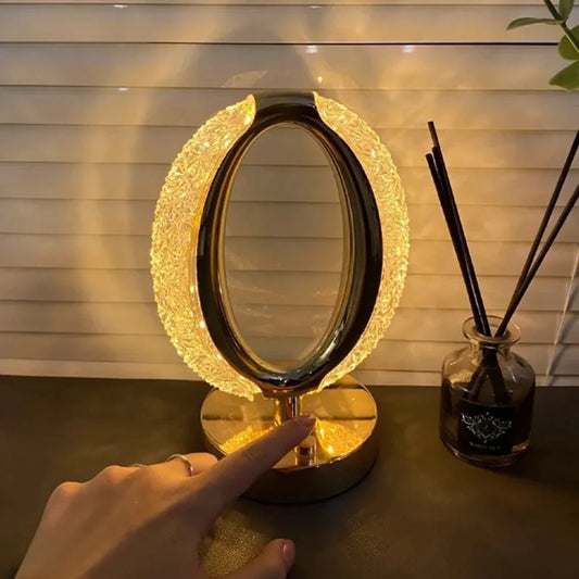 Crystal Glow Oval LED Table Lamp
