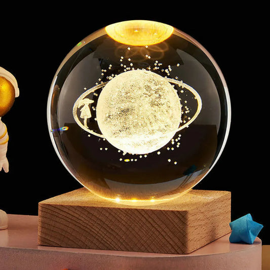 3D Galaxy Crystal Ball with LED Light Base