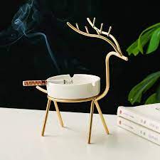 Elegant Deer-Themed Ceramic Ashtray