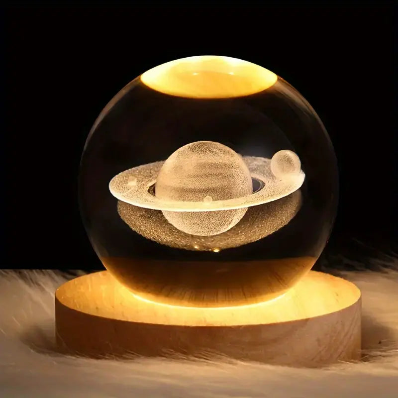3D Galaxy Crystal Ball with LED Light Base